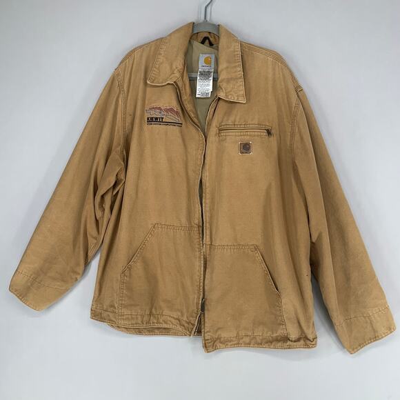 Carhartt Other - Carhartt Canvas Jacket Mens XL Brown Lined Bomber Work Full Zip Vintage 1990s
